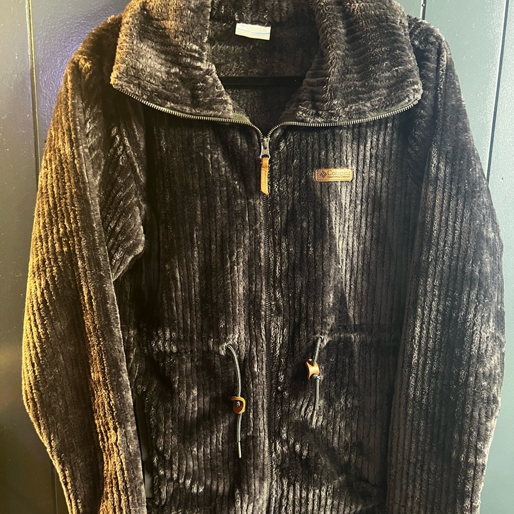 Women’s L Columbia dark gray ribbed adjustable jacket with zipper